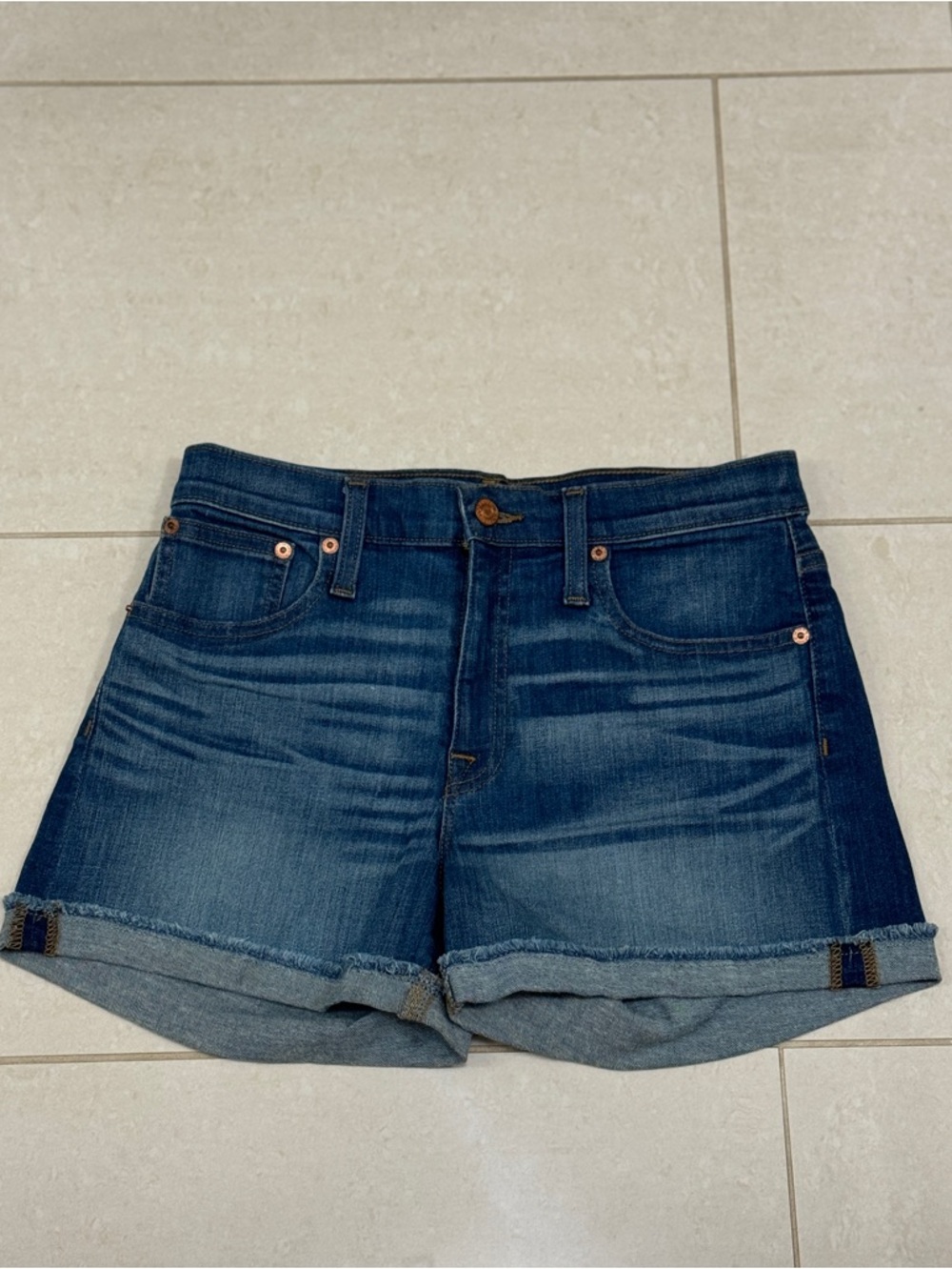 JCrew Women’s Dark Blue Denim Rolled-Hem Shorts